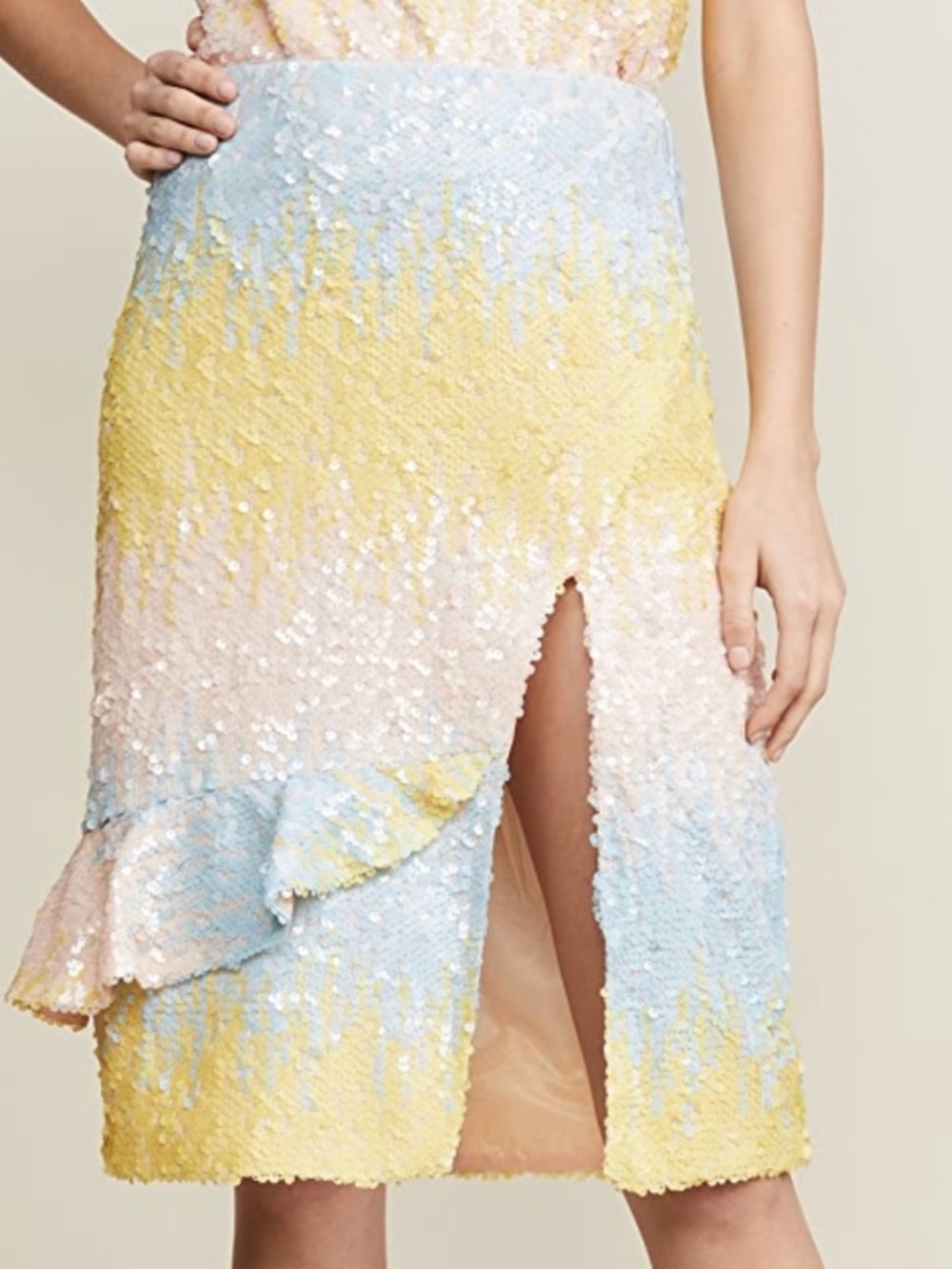 Endless rose color block sequin skirt